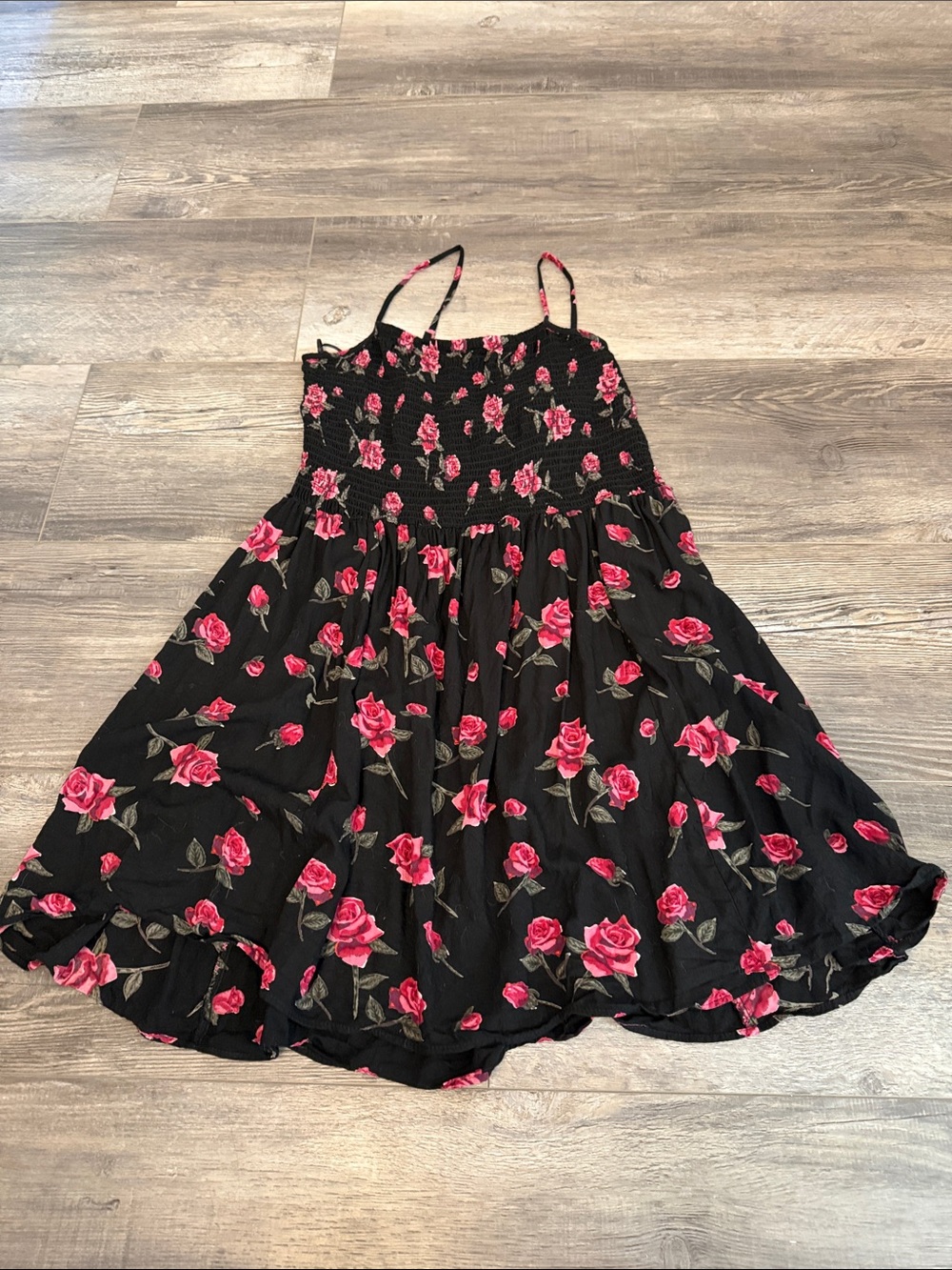 Eclipse Women’s Black Floral‎ Sundress with Pink Roses